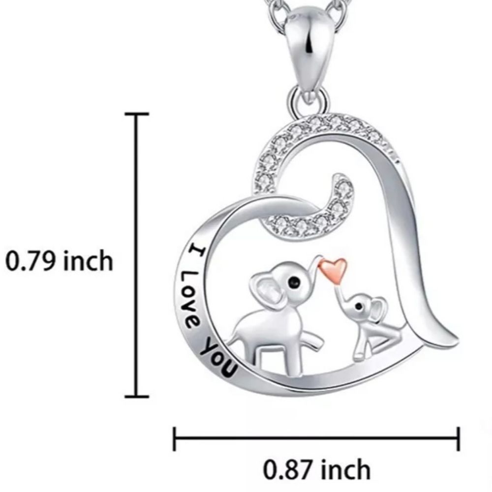 Baby & Mama Elephant Necklace Heart Love New Mother's Day Gift - Picture 3 of 4